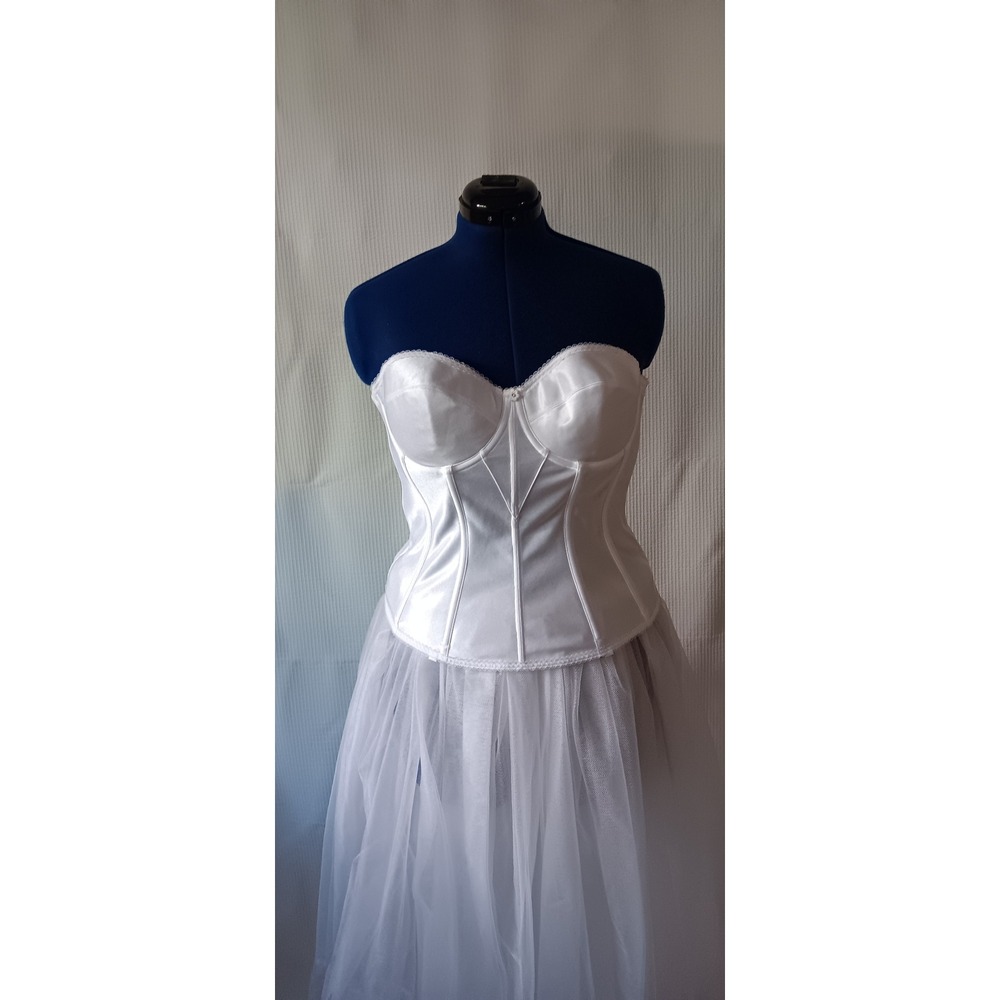 Dominique Intimate Apparel White Boned Corset Bustier Strapless Lingerie 38C